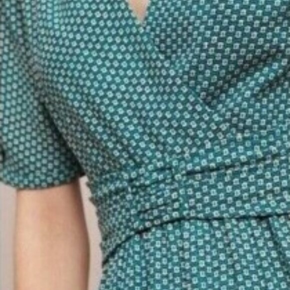 Maeve Anthropologie Martina Belted Turquoise Dress - 0P - Picture 3 of 11